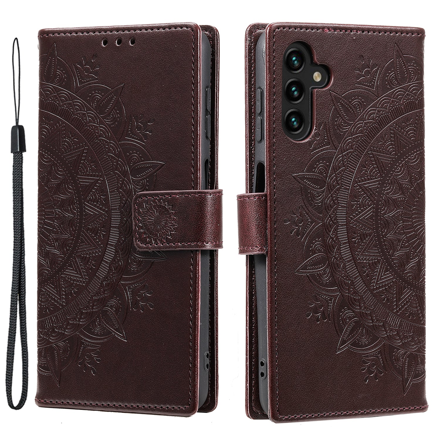 Til Samsung Galaxy A25 5G PU læderstandercover med trykt blomsterpung telefonetui med rem Til Samsung Galaxy A25 5G PU læderstandercover med trykt blomsterpung telefonetui med rem